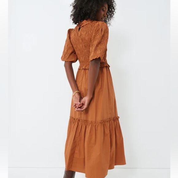 New! Moon River -Anthropologie Smocked Puff-Sleeves Women's Midi Dress - Picture 3 of 8